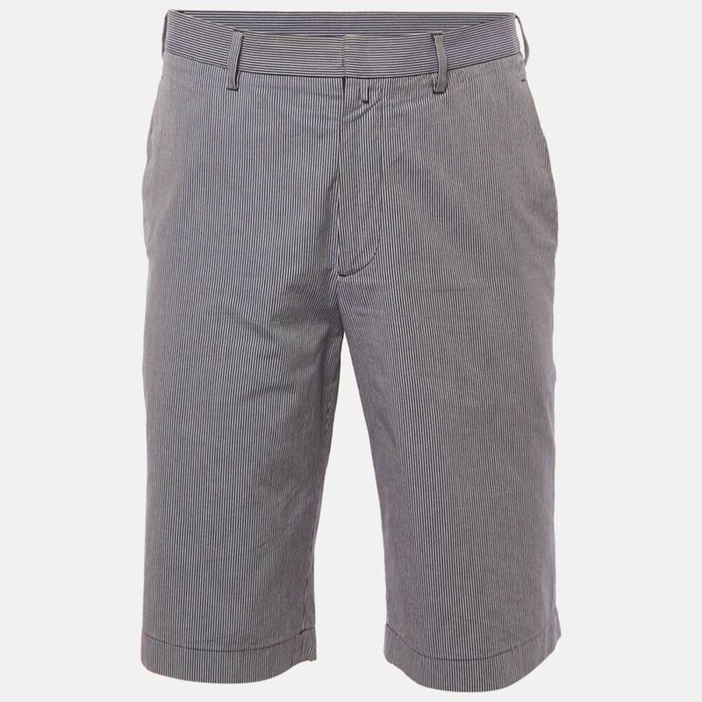 Jil Sander Blue Striped Cotton Chino Shorts L